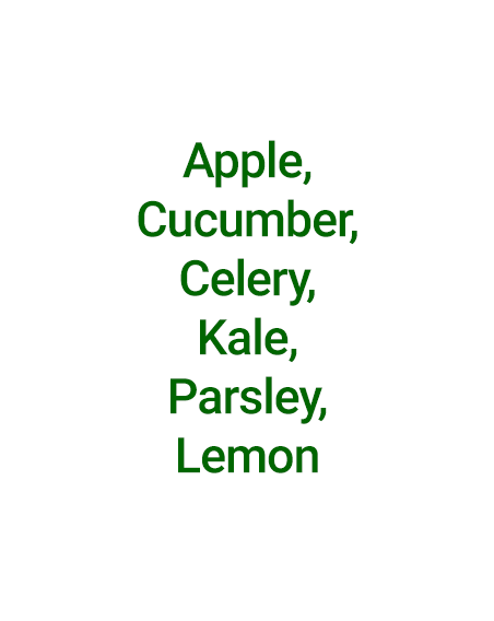 Ingredients in Simplicity Cold-Pressed Juice: Green Blessing—apple, cucumber, celery, kale, parsley, & lemon.
