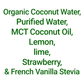 Ingredients in Simplicity Cold-Pressed Juice: PINK Hydration——Organic coconut water, purified water, MCT coconut oil, cold-pressed lemon, lime, strawberry, and French vanilla stevia.